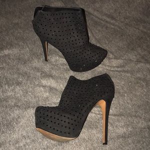 Black Bling Platform Heel Booties